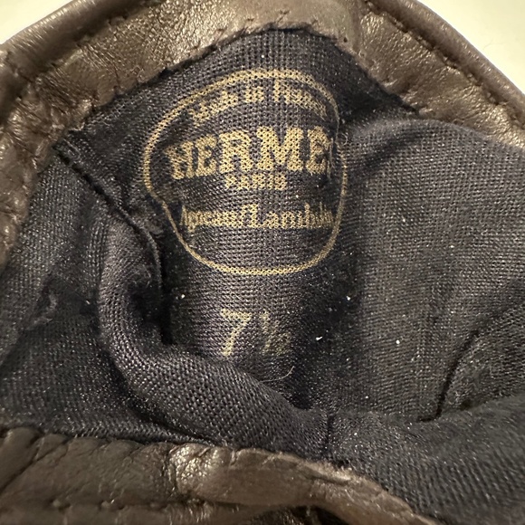 HERMES BROWN LAMBSKIN DRIVING GLOVES - Picture 4 of 6